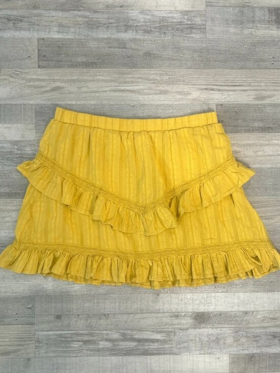 Time and Tru Dresses & Skirts - Time & Tru Tiered Yellow Cotton Skirt Size XL Ruffles, Lace, Flirty G22